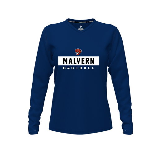 [FTLVCFNV-FYXS-LOGO3] Decker Comfort T-Shirt (Female Youth XS, Navy, V Neck, Logo 3, Long Sleeve)