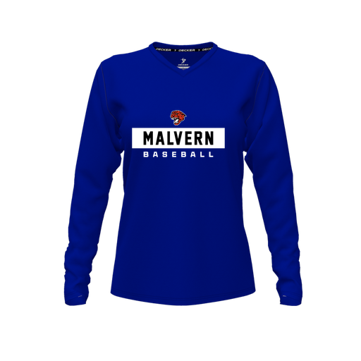 [FTLVPTRY-FYXS-LOGO3] Decker Performance T-Shirt (Female Youth XS, Royal, V Neck, Logo 3, Long Sleeve)