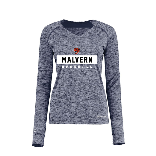 [222770.U22.XS-LOGO3] Ladies Electric Long Sleeve Shirt (Female Adult XS, Navy, Logo 3)