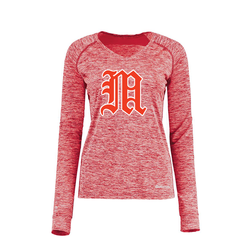 [222770.T20.XS-LOGO2] Ladies Electric Long Sleeve Shirt (Female Adult XS, Red, Logo 2)