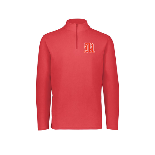 [6863.083.XS-LOGO2] Men's MicroFleece 1/4 Zip Pullover (Adult XS, Red, Logo 2)