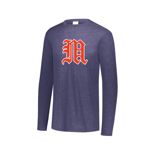 [3075.U22.XS-LOGO2] Decker Men's Tri-Blend T-Shirt - Long Sleeve (Adult XS, Navy, Logo 2)