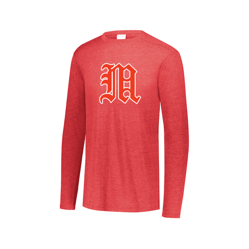[FTLCUBRD-AXS-LOGO2] Decker Men's Tri-Blend T-Shirt - Long Sleeve (Adult XS, Red, Logo 2)