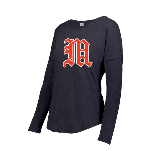 [FTLCUBNV-FAXS-LOGO2] Decker Women's Tri-Blend T-Shirt - Long Sleeve (Female Adult XS, Navy, Logo 2)